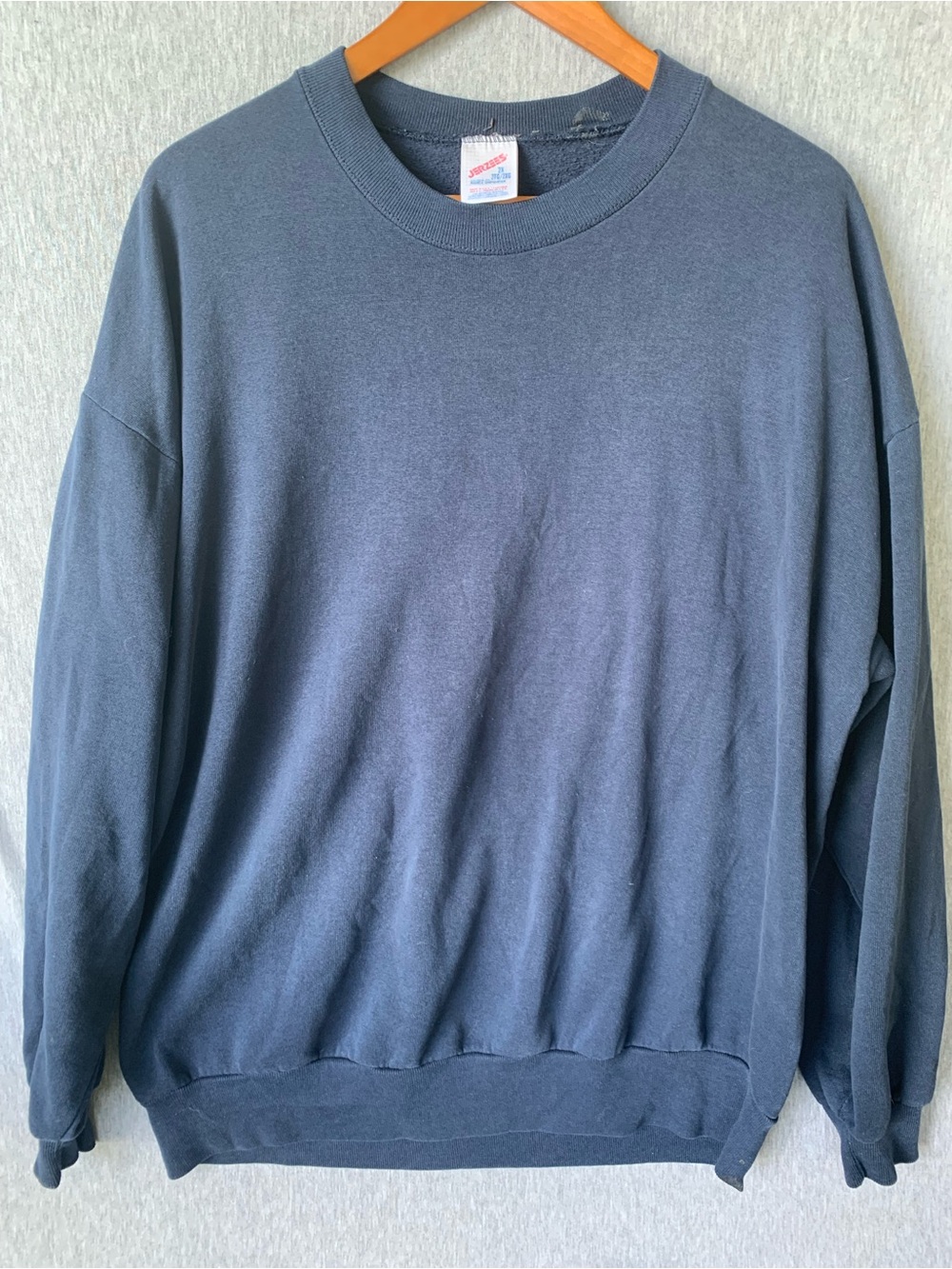Vintage Blank Blue Crewneck Sweatshirt 80s 90s Sweater Jerzees Made in USA 2X